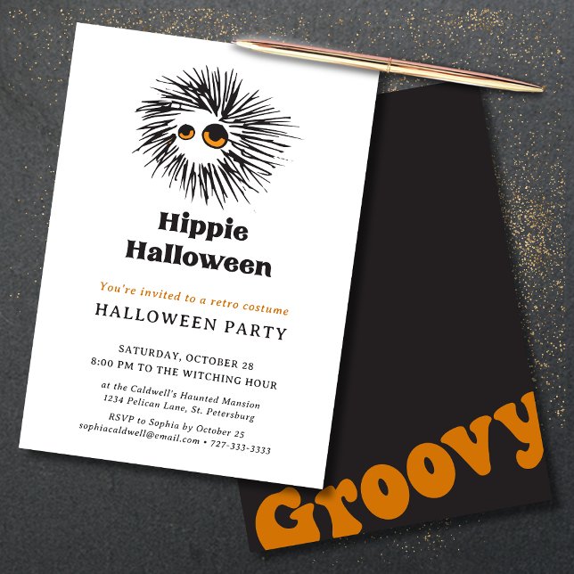 Hippie Halloween Retro Costume Party Invitation (Hippie Halloween Retro 60s Costume Party Invitation)