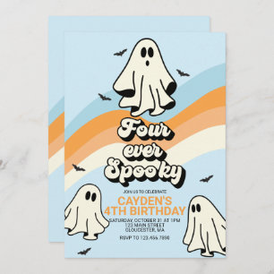 Hippie Halloween Retro Ghost Four ever Spooky Invitation