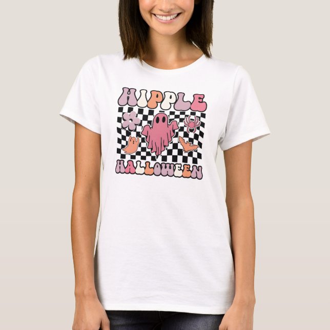 Hippie Halloween Retro T-Shirt | Groovy Ghost (Front)