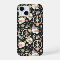 Hippie Halloween Skulls and Flowers Pattern
