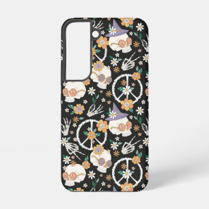Hippie Halloween Skulls and Flowers Pattern Samsung Galaxy Case