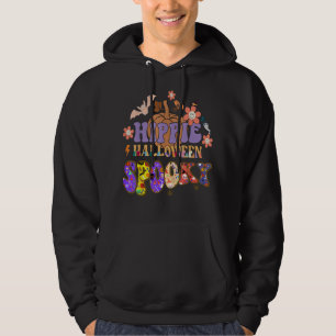 Hippie Halloween Spooky, Groovy Floral Ghost, Spoo Hoodie
