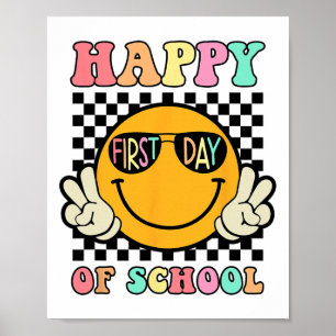 Hippie Happy First Day Of School For Teacher Kids Poster