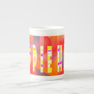 Hippie Hats design big words and graphics Bone China Mug