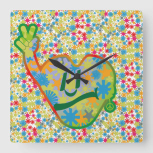 Hippie Heart ICON 2024 BY MASANSER Square Wall Clock