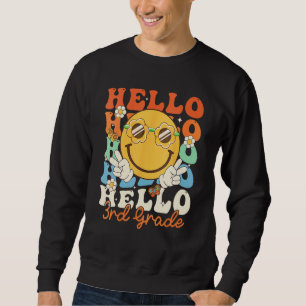 Hippie Hello 3rd Grade Retro Groovy Back To Schoo Sweatshirt