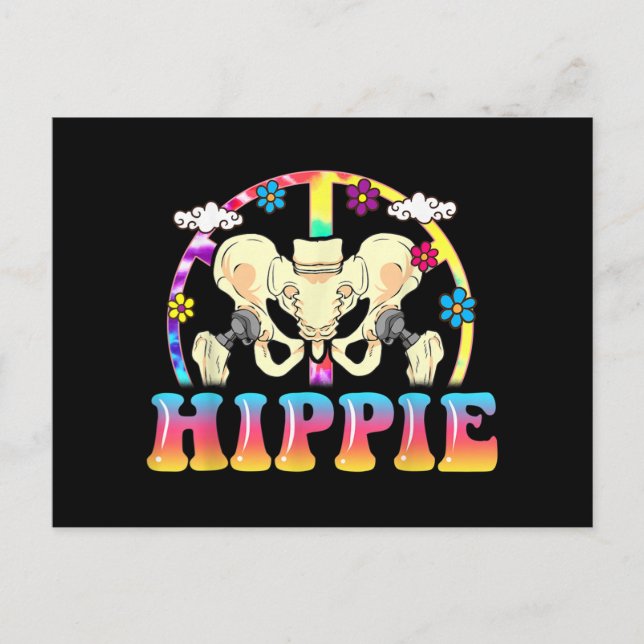 Hippie Hip Replacement Joint Surgery Funny Holiday Postcard (Front)