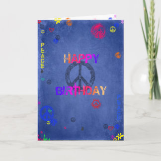 Hippie Hippy Birthday Card Blue