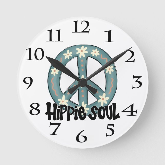 Hippie Hippy Soul Round Clock (Front)