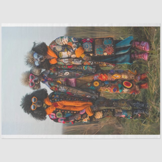 Hippie Hipster Standard Poodle Sisters Decoupage Tissue Paper (Front)