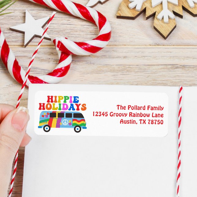 Hippie Holidays Cute Retro 70s Return Address Label (Creator Uploaded)
