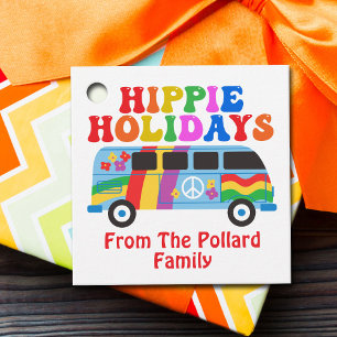 Hippie Holidays Cute Retro 70s Van Custom Gift Favour Tags
