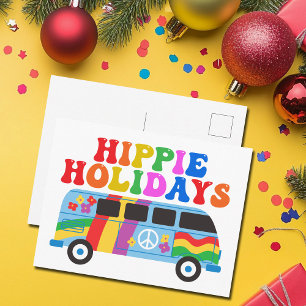 Hippie Holidays Cute Retro 70s Van Holiday Postcard