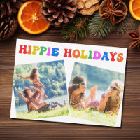 Hippie Holidays Photo Colourful Rainbow Retro Card