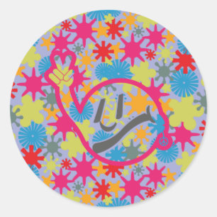 HIPPIE ICON BY MASANSER CLASSIC ROUND STICKER