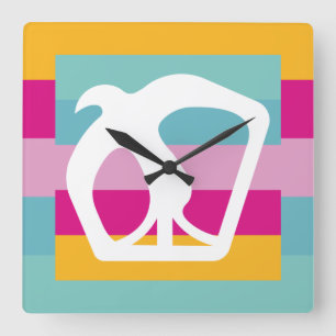 HIPPIE ICON COLORS ORIGINAL BY MASAnser pixelat Square Wall Clock