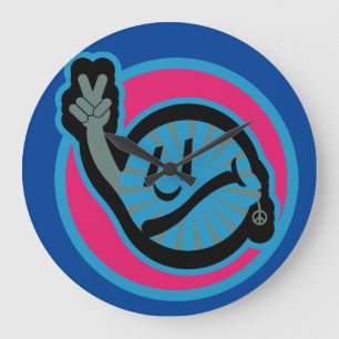 HIPPIE ICON flowers FACE 2023 BY MASANSER Large Clock