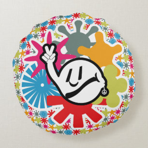 HIPPIE ICON lines ver 2023 BY MASANSER Round Cushion