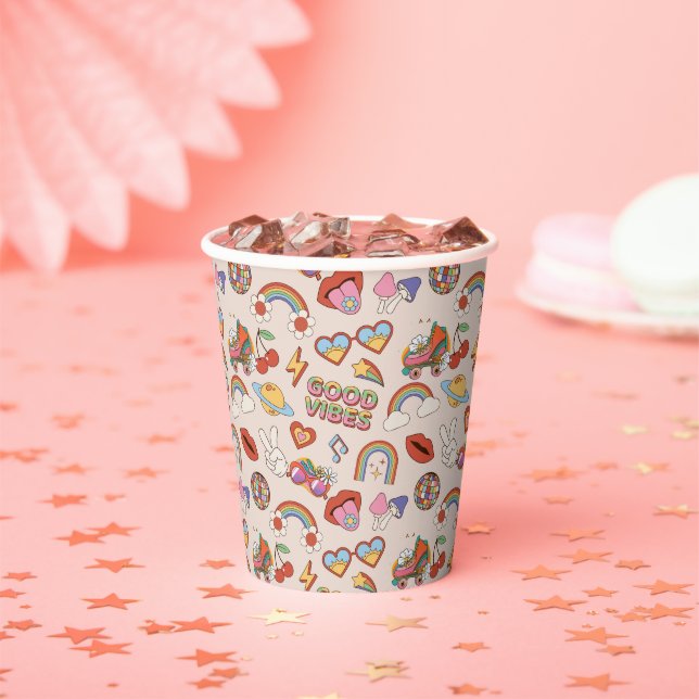 Hippie Icons Pattern Paper Cups (Insitu)