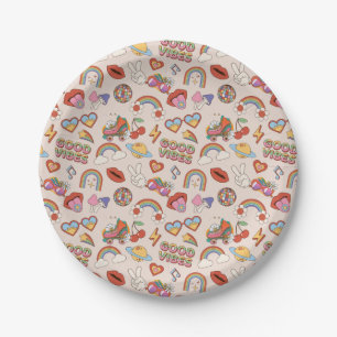 Hippie Icons Pattern Paper Plate