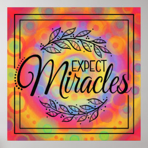 Hippie  Inspirational Expect Miracles Classroom Poster