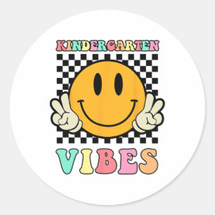 Hippie Kindergarten Vibes Teacher Kids 1st Day Of  Classic Round Sticker