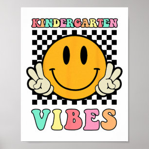 Hippie Kindergarten Vibes Teacher Kids 1st Day Of  Poster