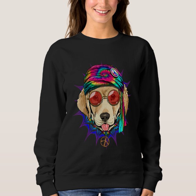 Hippie Labrador Retriever Tie Dye Peace Sign Psych Sweatshirt (Front)