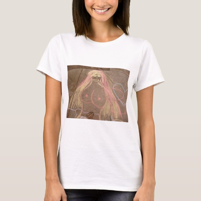 hippie lady goddess groovy chalk drawing T-Shirt (Front)