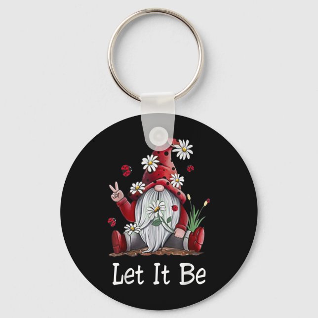 Hippie Let It Be Gnome Key Ring (Front)