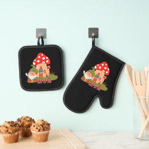 Hippie Let It Be Gnome Oven Mitt & Pot Holder Set