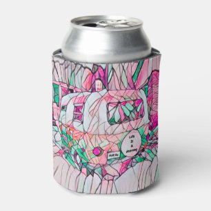 Hippie Life Is A Journey Pink Green Travel Trailer Can Cooler
