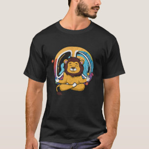 Hippie Lion Yoga Peace Sign Wildcat Meditation T-Shirt