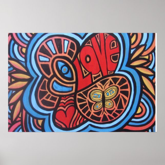 Hippie Love Acrylic Art Poster (Front)