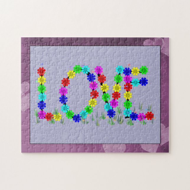 Hippie Love Flowers Jigsaw Puzzle (Horizontal)