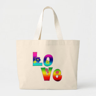 Hippie LOVE Large Tote Bag