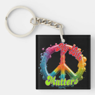 Hippie Love Peace Life Matters Custom  Key Ring