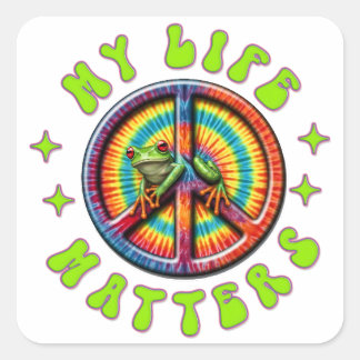 Hippie Love Peace Life Matters Custom  Square Sticker
