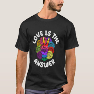 Hippie LOVE'S THE ANSWER Funny Sunflower T-Shirt