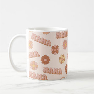 Hippie mama seamless pattern. Groovy background. M Coffee Mug