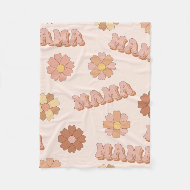 Hippie mama seamless pattern. Groovy background. M Fleece Blanket (Front)