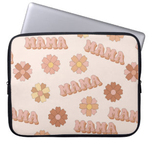 Hippie mama seamless pattern. Groovy background. M Laptop Sleeve
