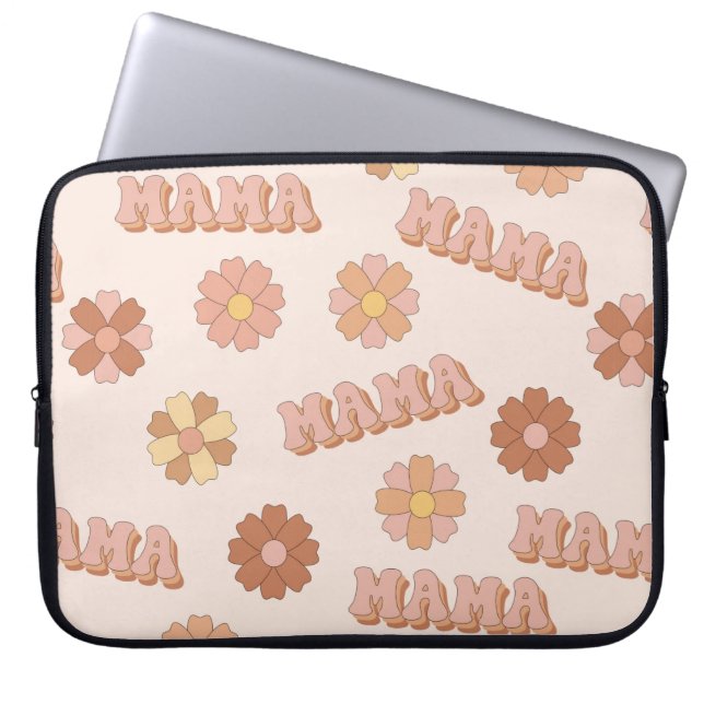 Hippie mama seamless pattern. Groovy background. M Laptop Sleeve (Front)