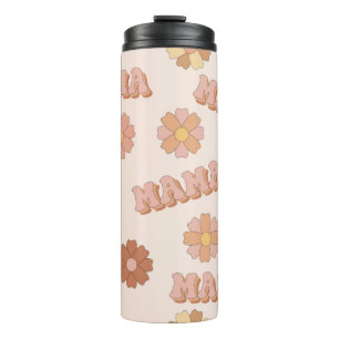 Hippie mama seamless pattern. Groovy background. M Thermal Tumbler