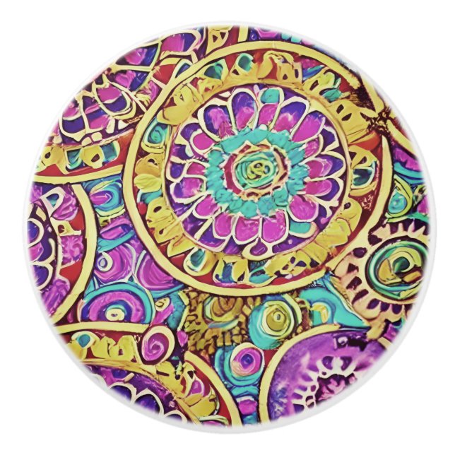 Hippie Mandala  Ceramic Knob (Front)