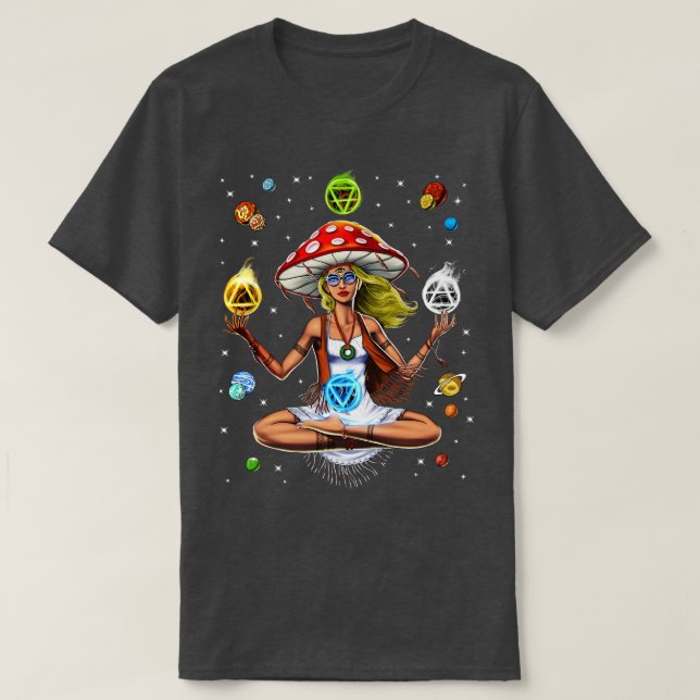 Hippie Mushroom Yoga T-Shirt (Design Front)