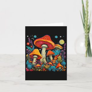 Hippie Mushrooms Psychedelic Forest Fungi Festival Card
