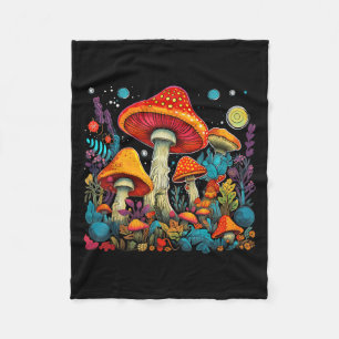 Hippie Mushrooms Psychedelic Forest Fungi Festival Fleece Blanket