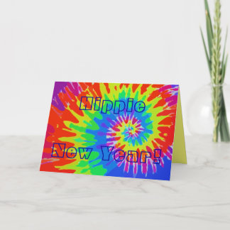 Hippie New Year Groovy Tie-Dye Card