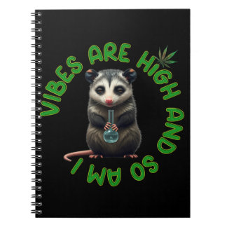 Hippie Opossum Stoned Vibes Funny Humour Cute Notebook